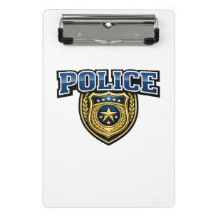 Fettgedrucktes Polizeidienstabzeichen-Textdesign Mini Klemmbrett