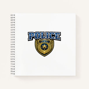 Fettgedrucktes Polizeidienstabzeichen-Textdesign Notizbuch