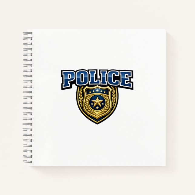 Fettgedrucktes Polizeidienstabzeichen-Textdesign Notizbuch (Vorderseite)