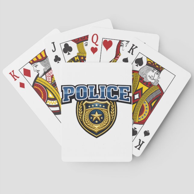 Fettgedrucktes Polizeidienstabzeichen-Textdesign Spielkarten (Rückseite)