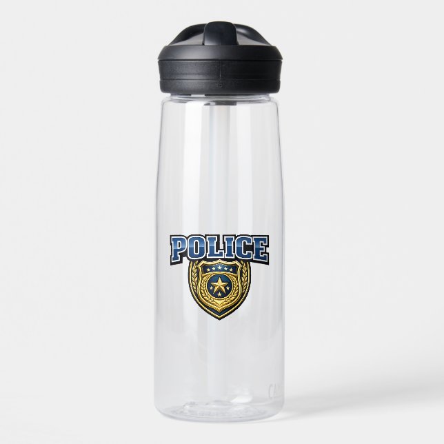 Fettgedrucktes Polizeidienstabzeichen-Textdesign Trinkflasche (Vorne)