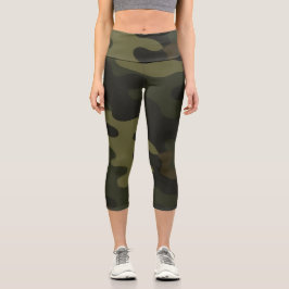 Fettgedrucktes Tarnmuster Outdoor-Enthusiasten Jäg Capri Leggings