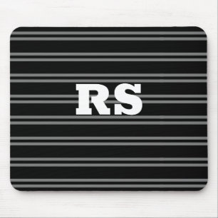 Fettgedrucktes weißes Monogramm, graue Linien auf Mousepad
