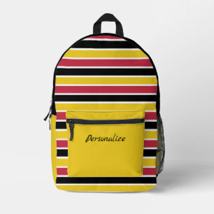 Fettgelbe schwarze Streifen - Personalisierter Nam Bedruckter Rucksack