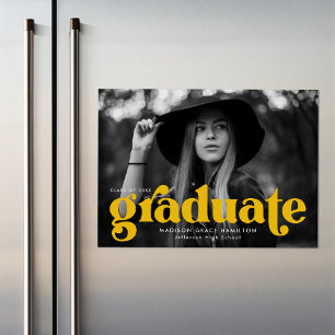 Fettgelbe Typografie-Foto-Abschluss Magneteinladung