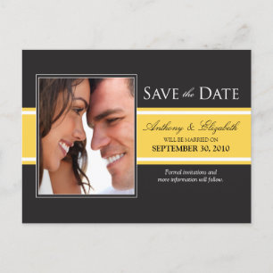 Fettgelber Streifen Save the Date Postkarte