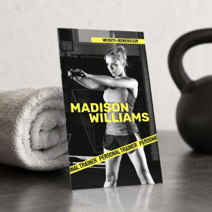 Fettgelbes Foto eines Personal Trainers Visitenkarte