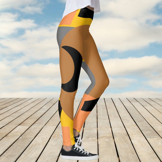 Fettgelbes Orange Abstrakt Leggings (Bold Yellow Orange Colorful Abstract Leggings)