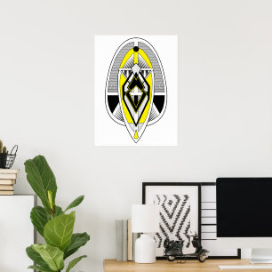Fettgelbes und schwarzes geometrisches Art Deco-De Poster