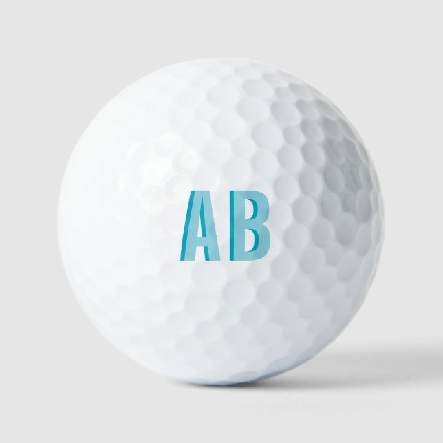 Fettgestapelte Robin Egal Blue 2 Letter Monogram Golfball (Vorderseite)