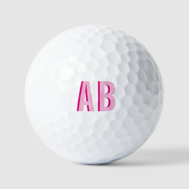Fettgestrichene Rosa-2-Letter-Monogramm Golfball (Vorderseite)