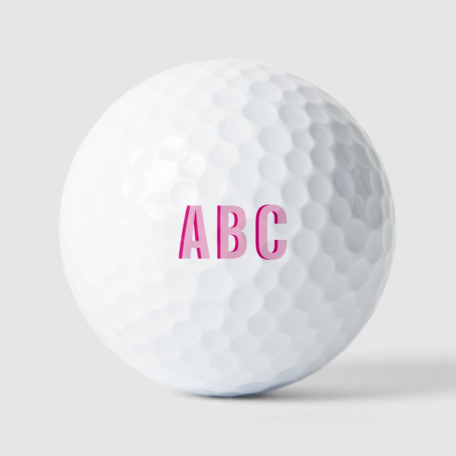 Fettgestrichene Rosa-3-Letter-Monogramm Golfball (Vorderseite)