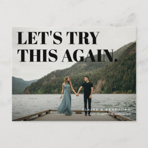 Fettgewebte und freche Typografie Rettete ein neue Ankündigungspostkarte