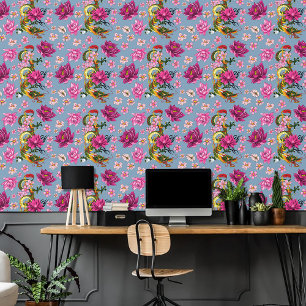 Fettgrüne chinesische Drachen-Lotos-Teal-Tätowieru Tapete