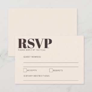 Fettige Creme- und Brauntöne moderne Hochzeitseinl RSVP Karte