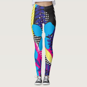 Fettige farbenfrohe abstrakte Blumengestaltung Leggings