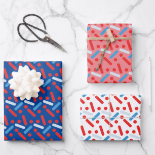 Fettige patriotische Sternen Streusel Geschenkpapier Set