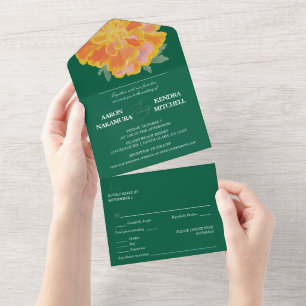 Fettige Samtblumen-Hochzeit All In One Einladung