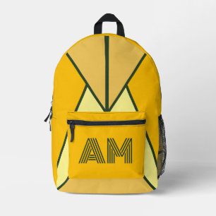 Fettige Senf- und Holzkohle-Geometrie-Monogramm Bedruckter Rucksack