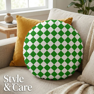 Fettiges Grün-Weißes Chevron-Muster 16" Rundes Kissen