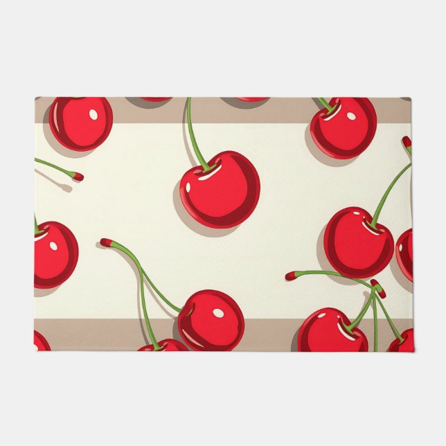 Fettiges Kirschenmuster Retro-Sommer-Vibes Fußmatte (Vorderseite)