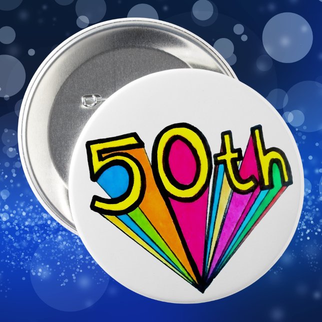 Fettiges Retro-Design zum 50. Geburtstag Button (Von Creator hochgeladen)