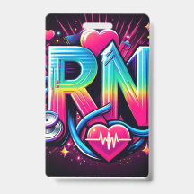 Fettiges RN-Logo-farbenfrohes Neo-Nurse-Grafikdesi