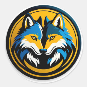 Fettiges Wolf-Logo-Kreis-Emblem Runder Aufkleber