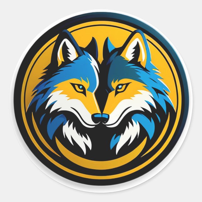 Fettiges Wolf-Logo-Kreis-Emblem Runder Aufkleber (Vorderseite)