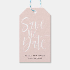 Fettkalligraphie | Weißrosa modern Save the Date Geschenkanhänger