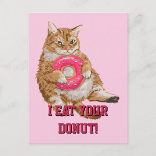 Fettkatze Essen Mattierter Donut - Personalisiert Postkarte