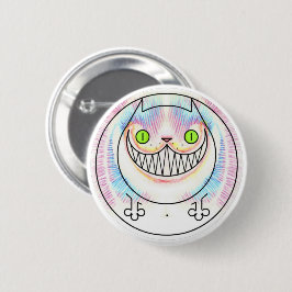 Fettkatze mit Cheshire Cat Grin Button
