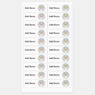 Fettkatze mit Cheshire Cat Grin Labels Etiketten