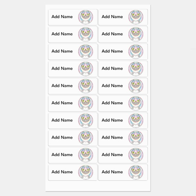 Fettkatze mit Cheshire Cat Grin Labels Etiketten (Blatt)