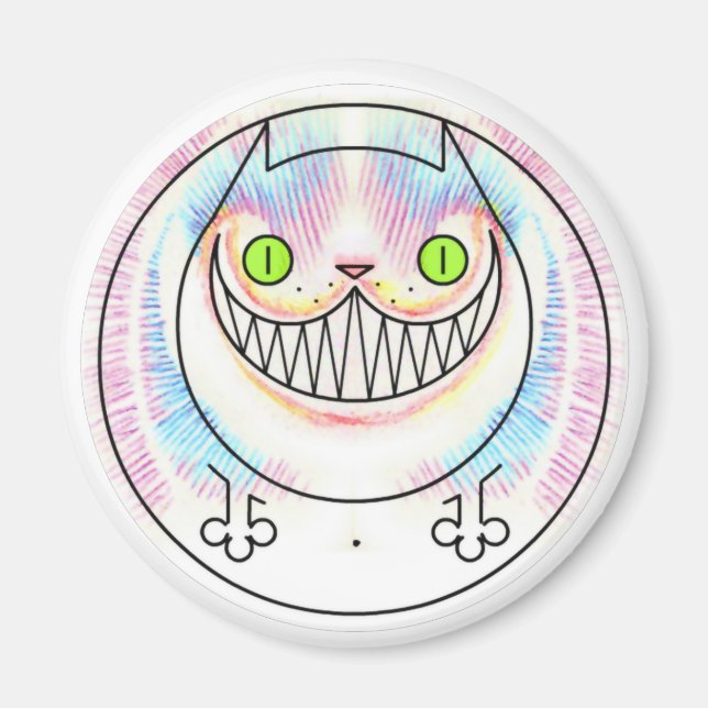Fettkatze mit Cheshire Cat Grin Magnet (Vorne)