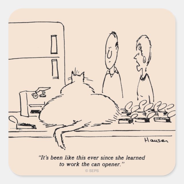 Fettkatze Quadratischer Aufkleber (Vorderseite)