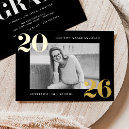 Fettklasse des Abschlusses "Black and Gold Foto" 2 Folieneinladung