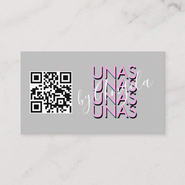 Fettlehnen Eyelashes Salon Nails Unas Pink QR Visitenkarte (Vorderseite)