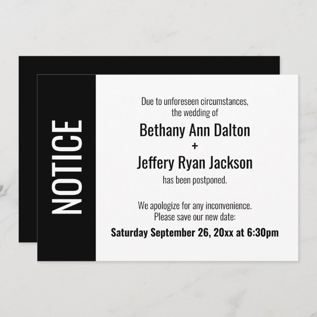 Fettleibigkeit, vertagte Hochzeitsankündigung Einladung (Vorne/Hinten)