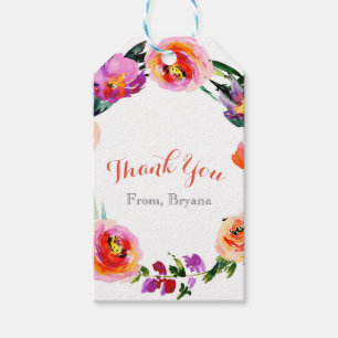 Fettlicher leuchtender Blumengesteck-Wasserfarben- Geschenkanhänger
