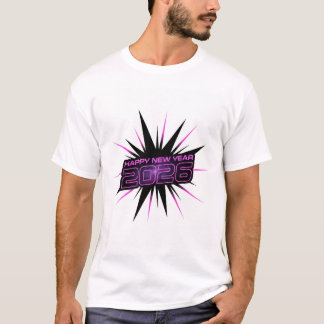 Fettlila & Schwarzes 2026 Neujahrs-Party AppT-Shir T-Shirt