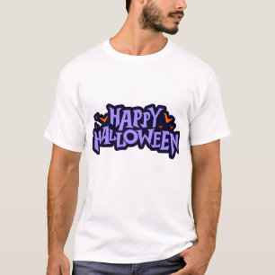 Fettlila und orange Halloween-Fledermäuse-Grafik T-Shirt