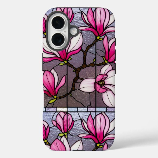 Fettrosa Magnolias verklebte Glastäuschung Case-Mate iPhone Hülle (Rückseite)