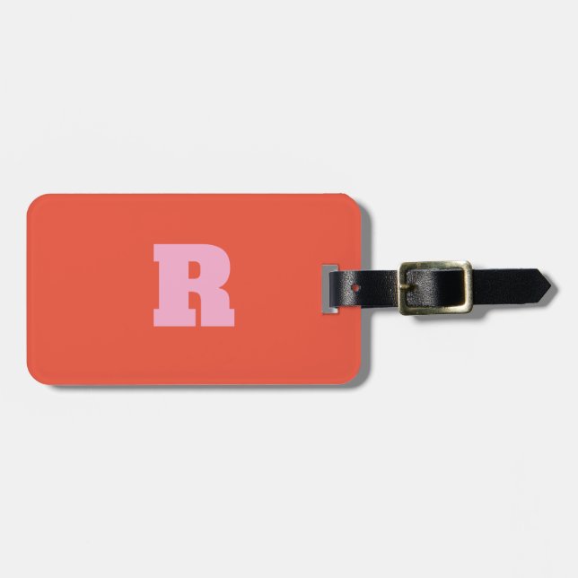 Fettrosa Orange Monogram Gift Gastgeschenk 2025 Gepäckanhänger (Vorderseite horizontal)