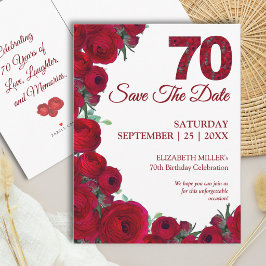Fettrote Florale 70. Geburtstags-Save-the-Date-Kar Ankündigungspostkarte