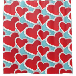 Fettrote Herzen Wiederholung Muster Niedlich Duschvorhang