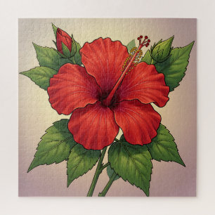 Fettrote tropische Hibiskusblüte Puzzle