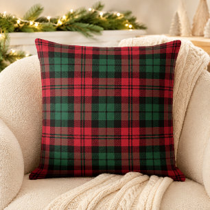 Fettrote und grüne Tartan-Plid Weihnachten Kissen