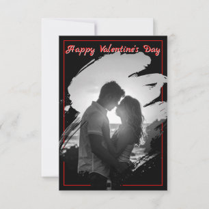 Fettrote und schwarze Valentinstag-Fotokarte