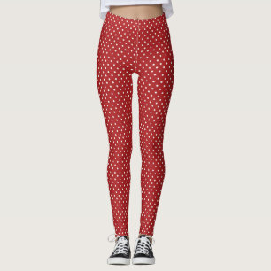 Fettroter Hintergrund mit weißen Polka-Punkten Leggings